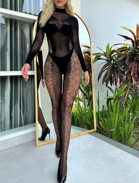 Music Festival Women's Long Sleeve Backless Bodysuit
