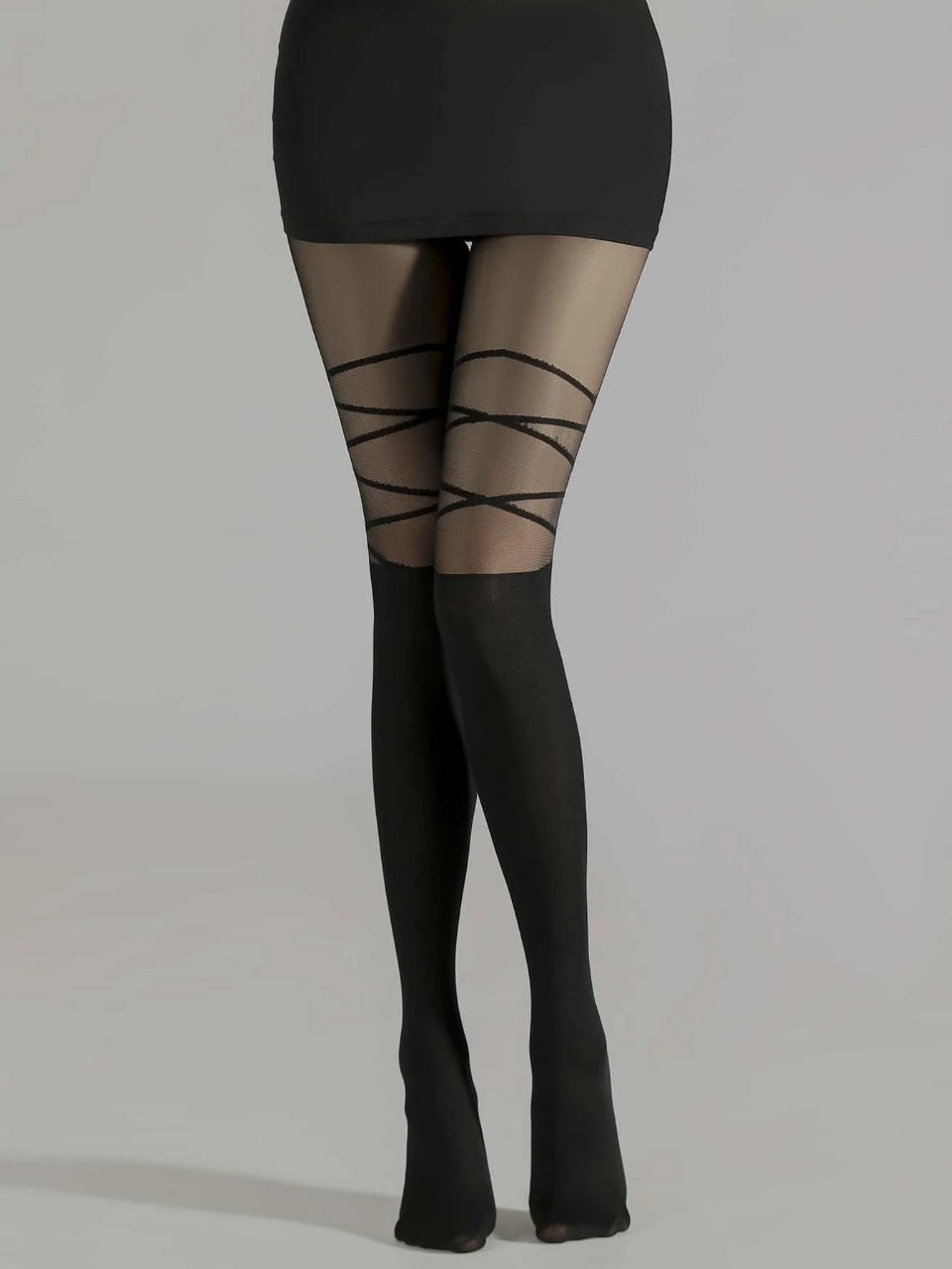 1pair Geometric Pattern Black Tights